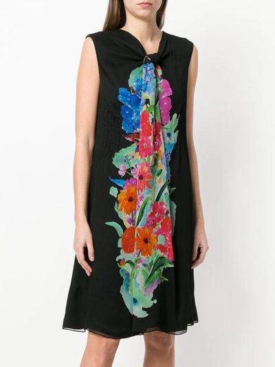 Shop Giorgio Armani Printed Scarf Neck Dress