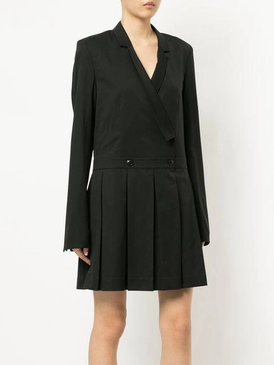 Shop Helmut Lang Pleated Blazer Dress - Black