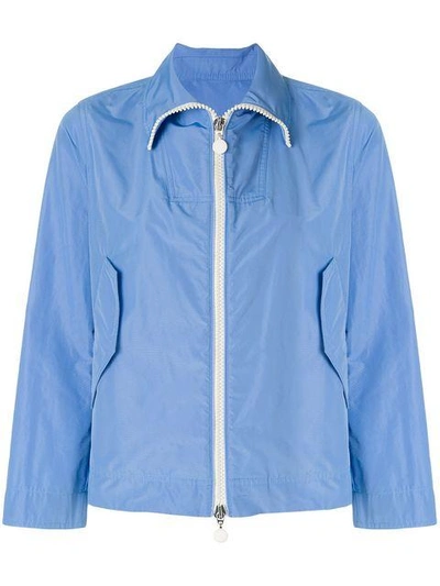 Shop Moncler Zipped Fitted Jacket - Blue