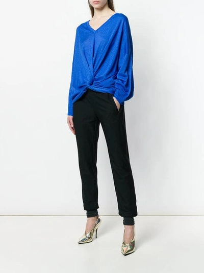 Shop Stella Mccartney Knotted Front Jumper In 4370 Blue
