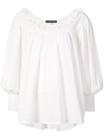 Shop Alexa Chung Embroidered Long-sleeve Blouse In White