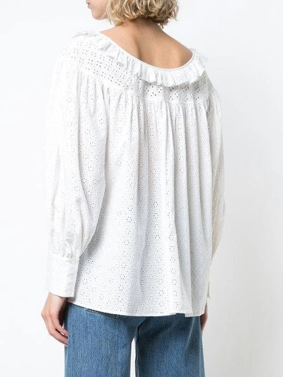 embroidered long-sleeve blouse