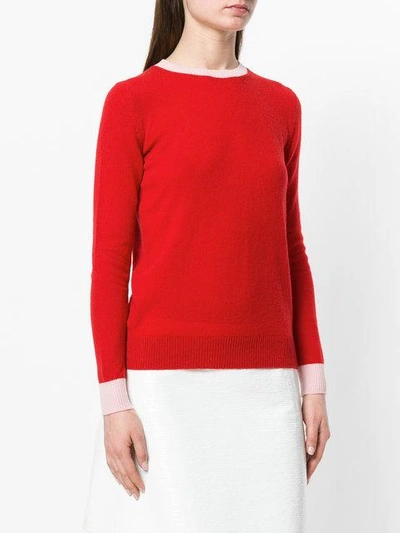 Shop Moncler Cashmere Contrast Hem Sweater - Red