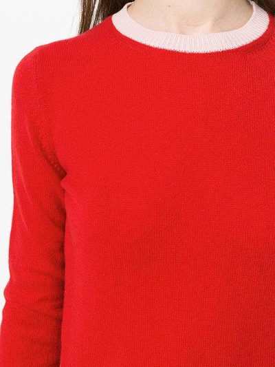 Shop Moncler Cashmere Contrast Hem Sweater - Red