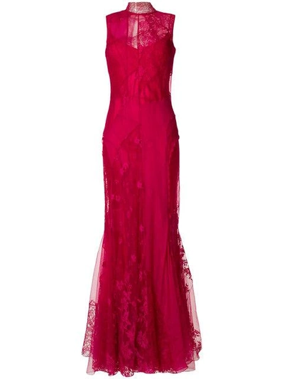 Shop Givenchy Lace-embroidered Flared Dress - Pink