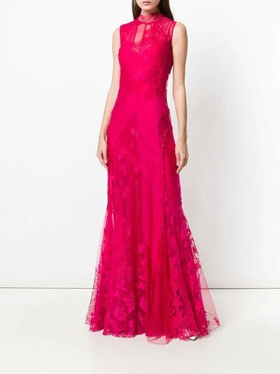 Shop Givenchy Lace-embroidered Flared Dress - Pink