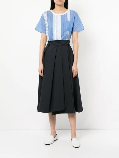 Shop Jil Sander Navy Pleated A-line Skirt - Blue