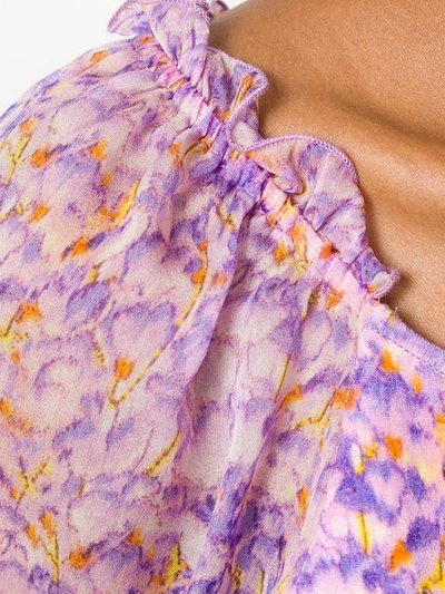 Shop Blumarine Floral Short-sleeve Blouse In Pink & Purple