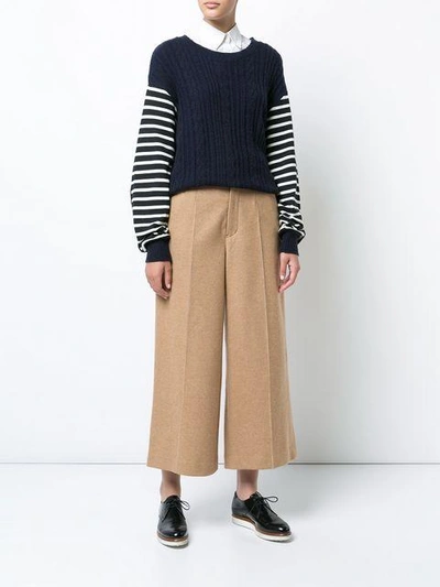 Shop Y's Wide-legged Tailored Cropped Trousers - Brown