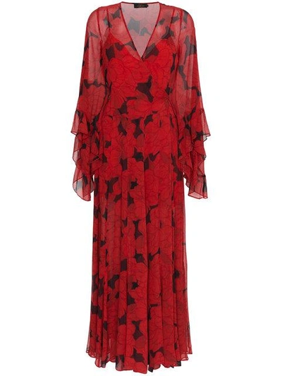 Shop De La Vali Floral Maxi Dress In Red