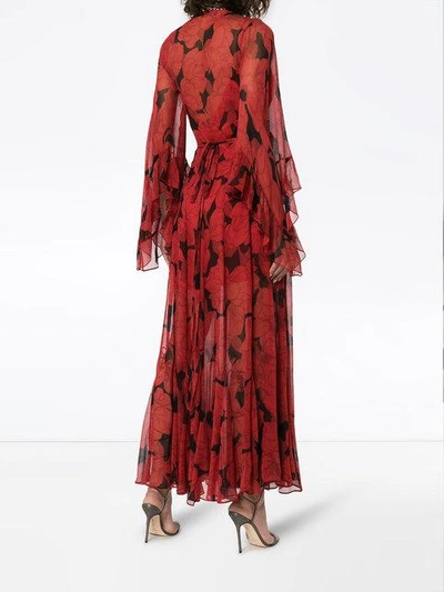 Shop De La Vali Floral Maxi Dress In Red