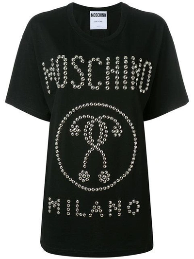 Shop Moschino Studded Logo T-shirt