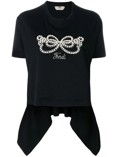Shop Fendi Handkerchief Hem T-shirt In Black