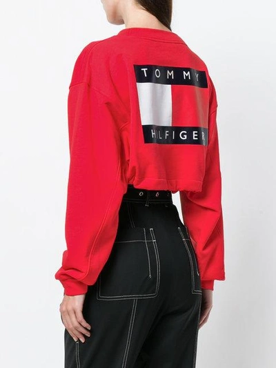 Shop Tommy Hilfiger Cropped Race Sweatshirt - Red