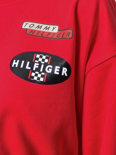 Shop Tommy Hilfiger Cropped Race Sweatshirt - Red