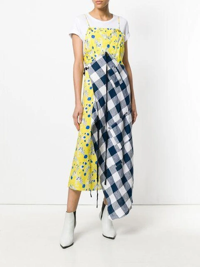 Shop R13 Patchwork Asymmetric Dress In Multicolour