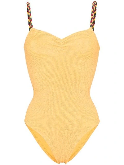 Shop Hunza G Trina Braid Strap Swimsuit - Yellow & Orange