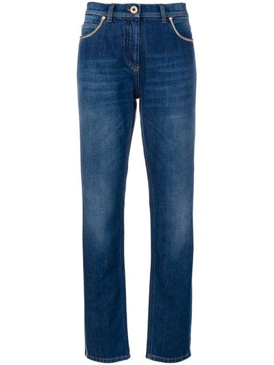 Shop Versace Chain-trimmed Jeans In Blue
