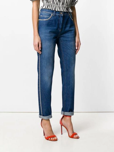 Shop Versace Chain-trimmed Jeans In Blue