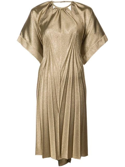 metallic flared midi dress