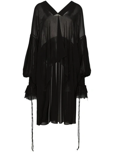 Shop Saint Laurent Asymmetric Oversized Blouse In Black
