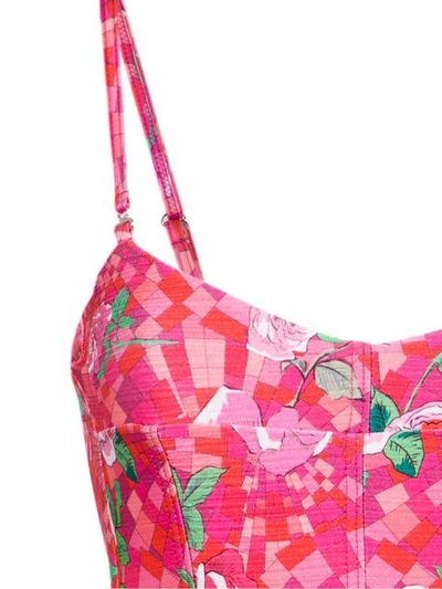 Shop Amir Slama Floral Print Bikini Top In Pink