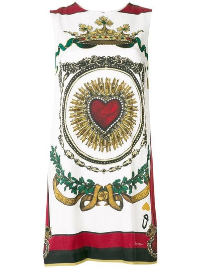 Shop Dolce & Gabbana Sacred Heart Mini Dress In White