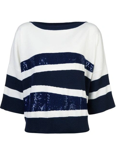 Shop Oscar De La Renta Sequin Embroidered Sweater