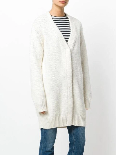 Shop Moncler Long Line Cardigan In White