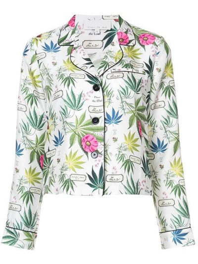 Shop Fleur Du Mal Floral Printed Pyjama Top In White