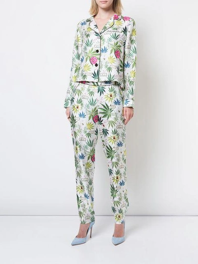 Shop Fleur Du Mal Floral Printed Pyjama Top In White