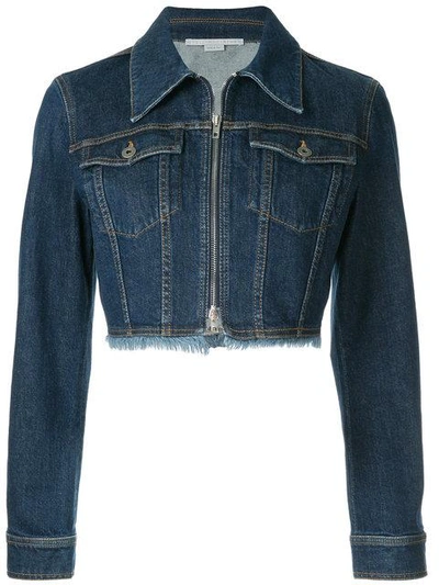 Shop Stella Mccartney Cropped Denim Jacket In Blue