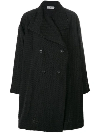 Shop Issey Miyake Double Breasted Coat - Black
