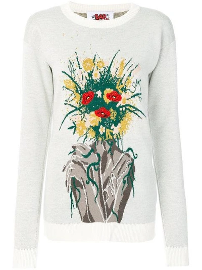 Shop Bad Deal Bouquet Intarsia Jumper In White