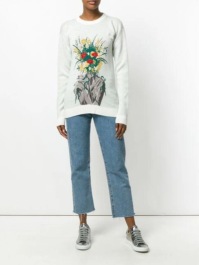 Shop Bad Deal Bouquet Intarsia Jumper In White