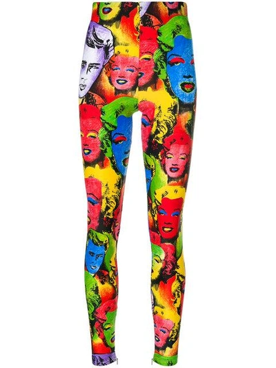 Shop Versace Pop Art Print Leggings In Multicolour