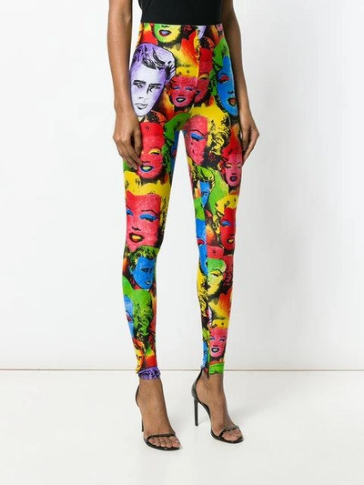 Shop Versace Pop Art Print Leggings In Multicolour