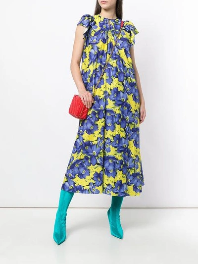 Shop Balenciaga Floral Print Dress - Blue
