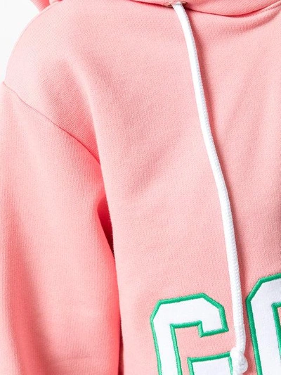 Shop Gcds Cropped Logo Hoodie - Pink