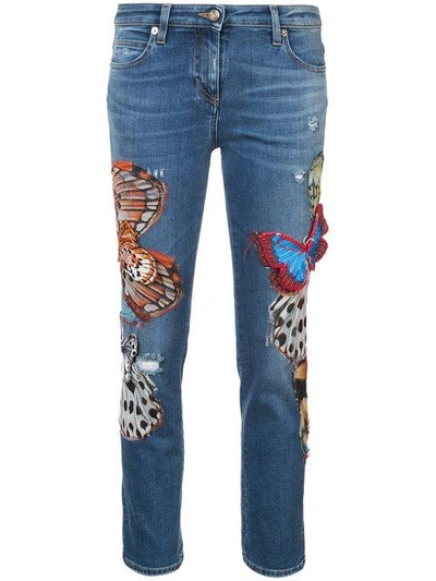 Shop Roberto Cavalli Butterfly Skinny Jeans In Blue