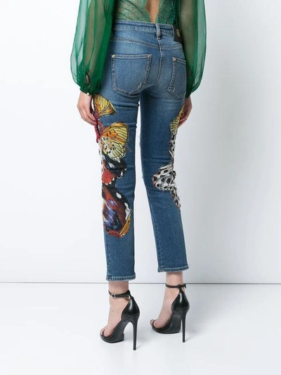 Shop Roberto Cavalli Butterfly Skinny Jeans In Blue