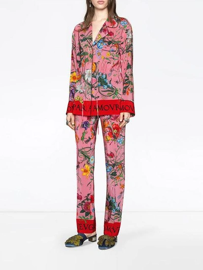 Shop Gucci Seidenhose Mit Floralem Print
