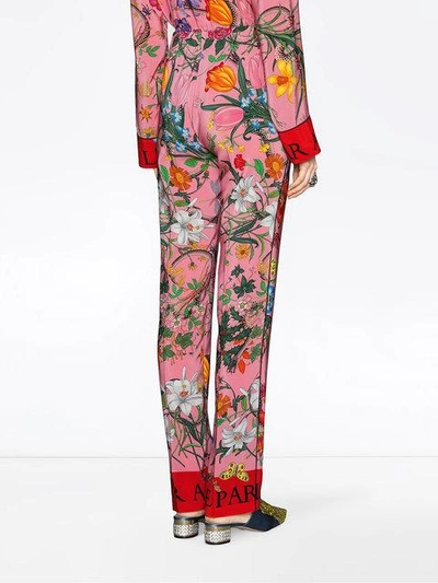 Shop Gucci Seidenhose Mit Floralem Print