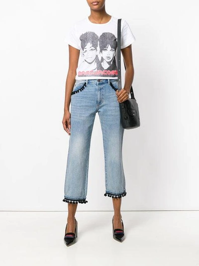 cropped pom pom jeans