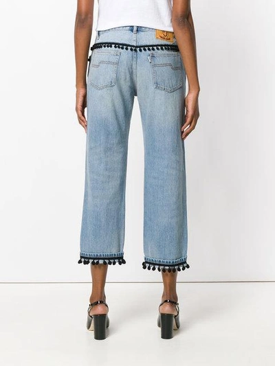 cropped pom pom jeans