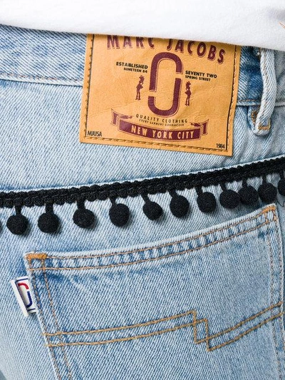 Shop Marc Jacobs Cropped Pom Pom Jeans In Blue
