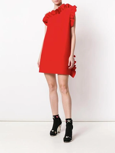 Shop Msgm Kleid Mit Rüschen - Rot