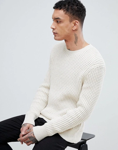 Shop Allsaints Waffle Sweater In Cream - Cream