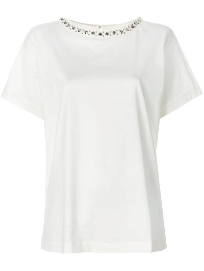Shop Moncler Embellished Collar T In White