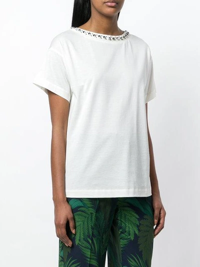 Shop Moncler Embellished Collar T In White